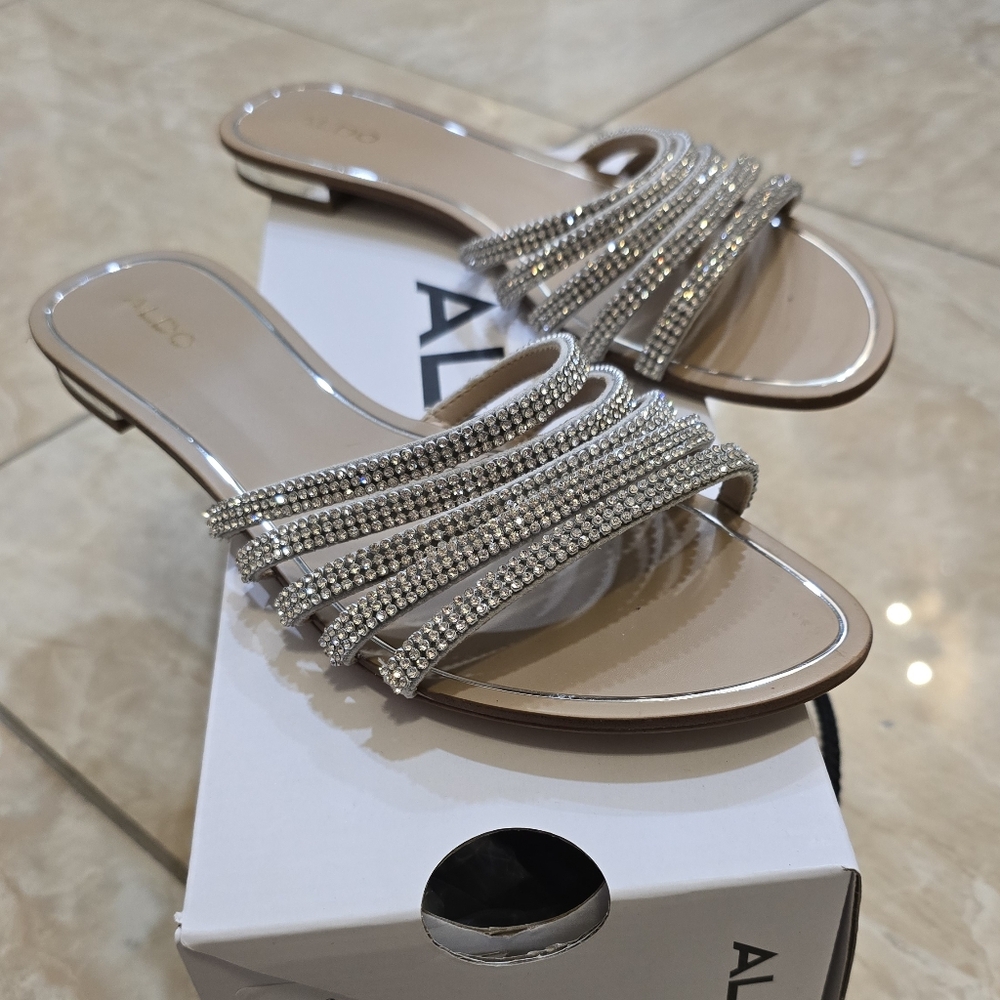 Aldo Women's Droelian Silver Slide Sandals